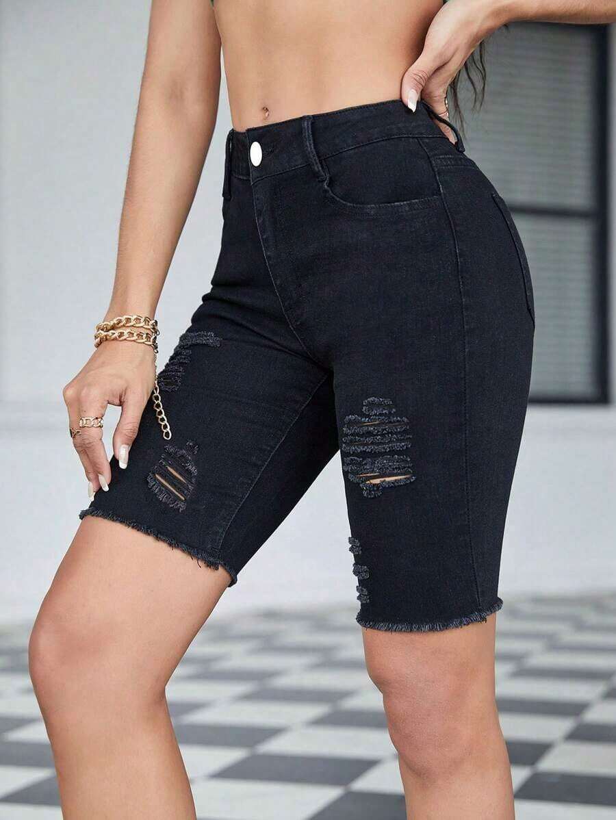 Womens Distressed White Denim  - مراجعة Shorts Denim Frayed وسعره