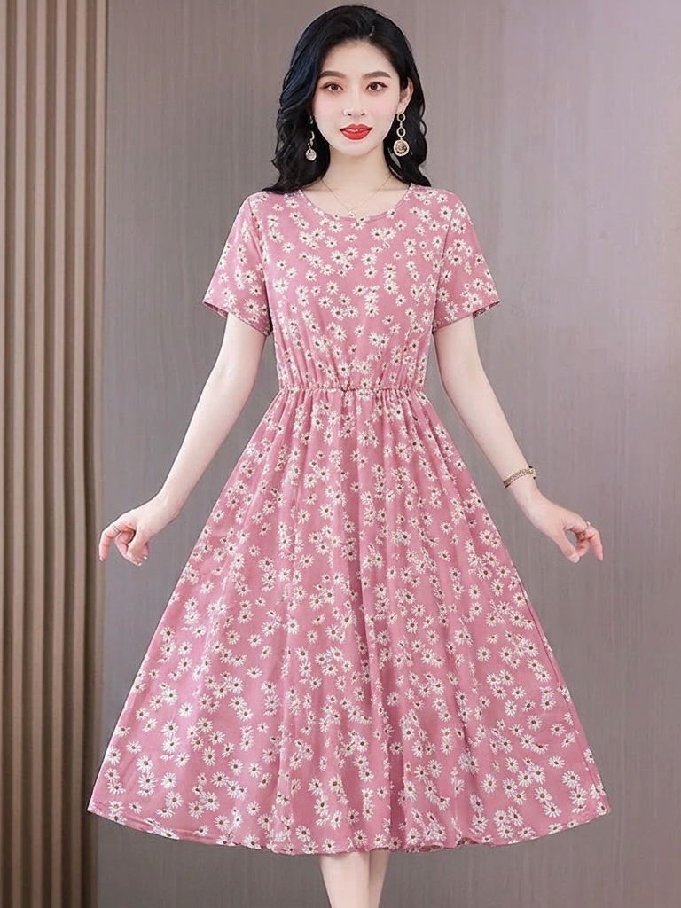 Elegant Floral Print Midi Dres - مراجعة Midi Skirt Floral وسعره