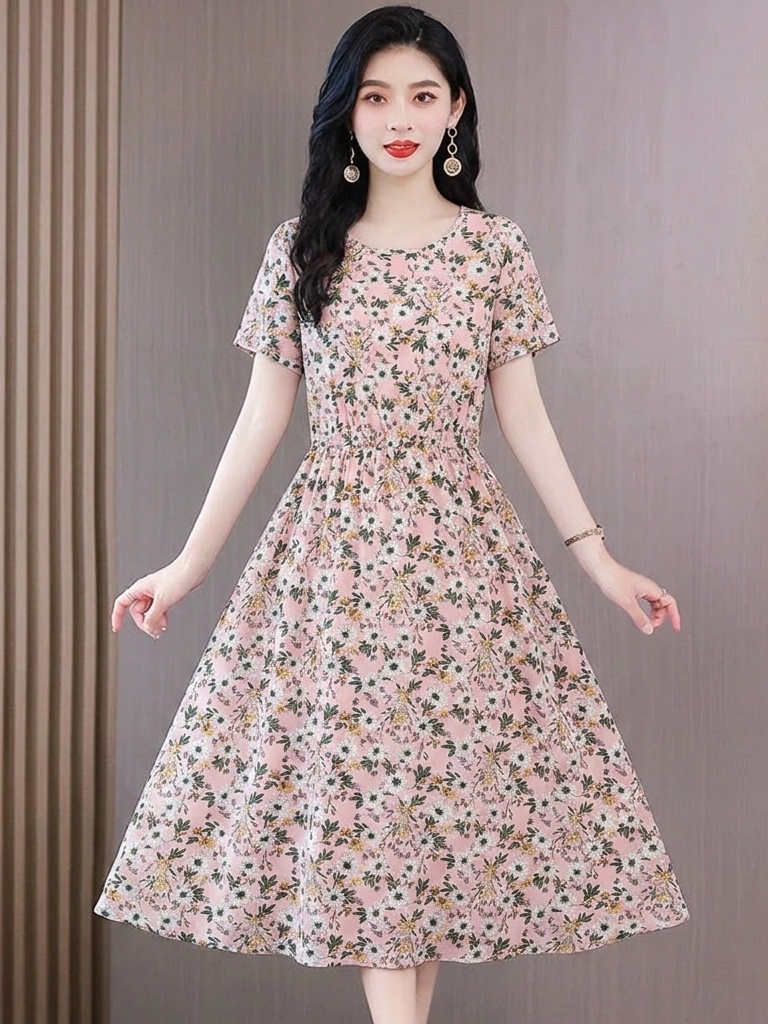 Elegant Floral Print Midi Dres - مراجعة Midi Skirt Floral وسعره