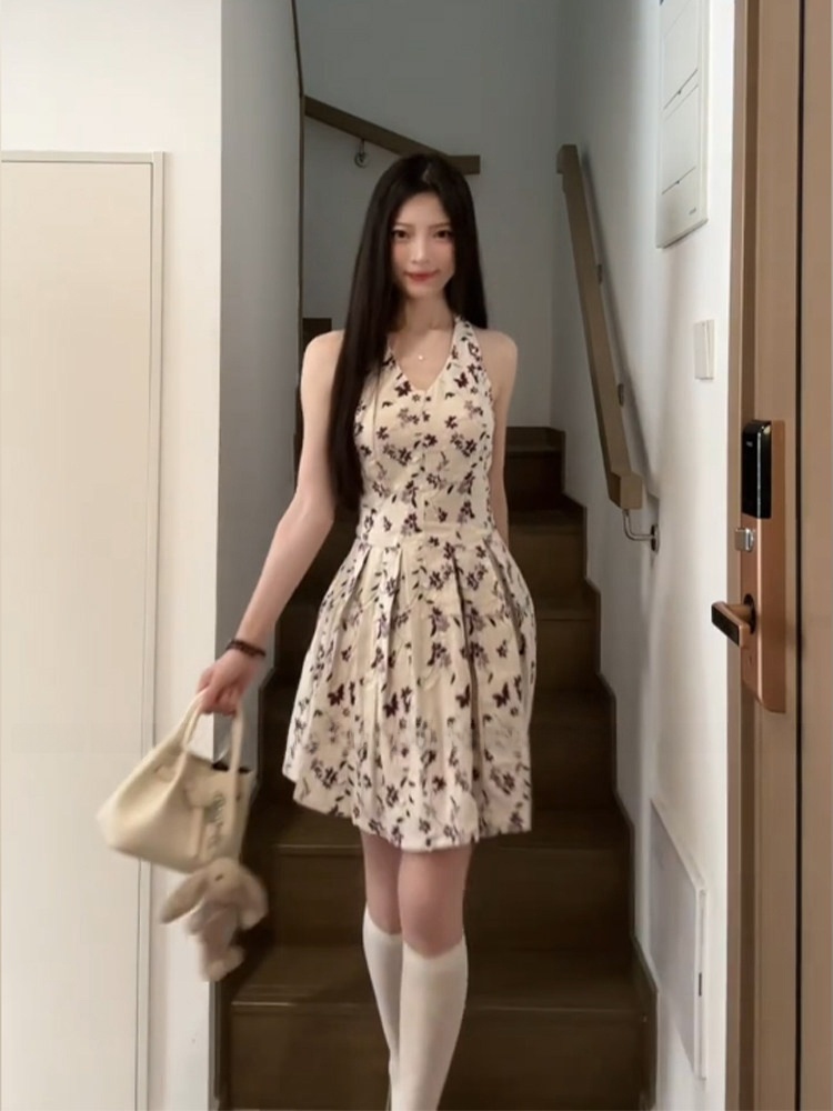 Sweet Floral Print V-Neck Midi - مراجعة Midi Skirt Floral وسعره
