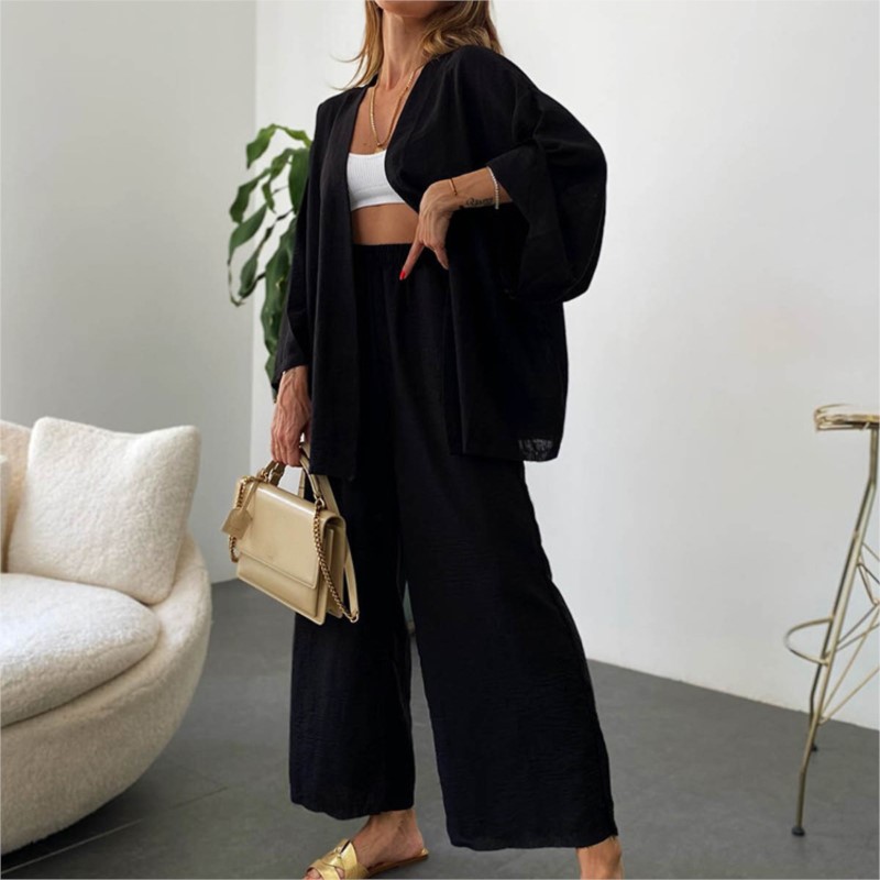 Women's Linen Trouser Suit Wit - مراجعة Linen Pant Wide وسعره