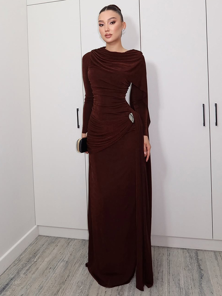 Kliou Ruched Elegant Long Dres - مراجعة Linen Dress Wrap وسعره