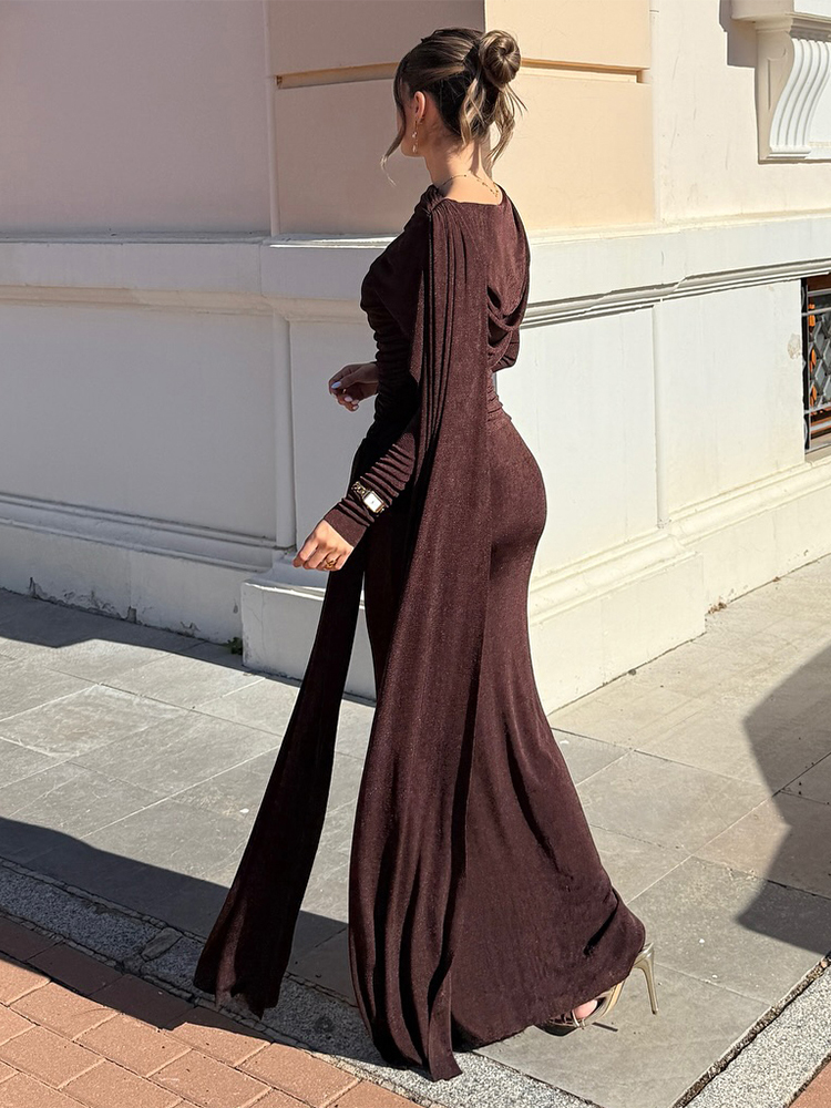 Kliou Ruched Elegant Long Dres - مراجعة Linen Dress Wrap وسعره