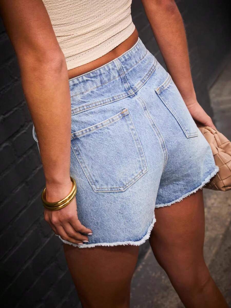 Womens Summer Retro Casual Dis - مراجعة Shorts Denim Frayed وسعره