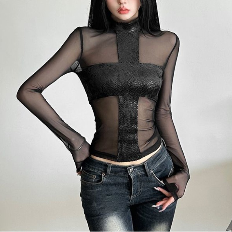 American Style Mesh Long Sleev - مراجعة Blouse Off Shoulder وسعره