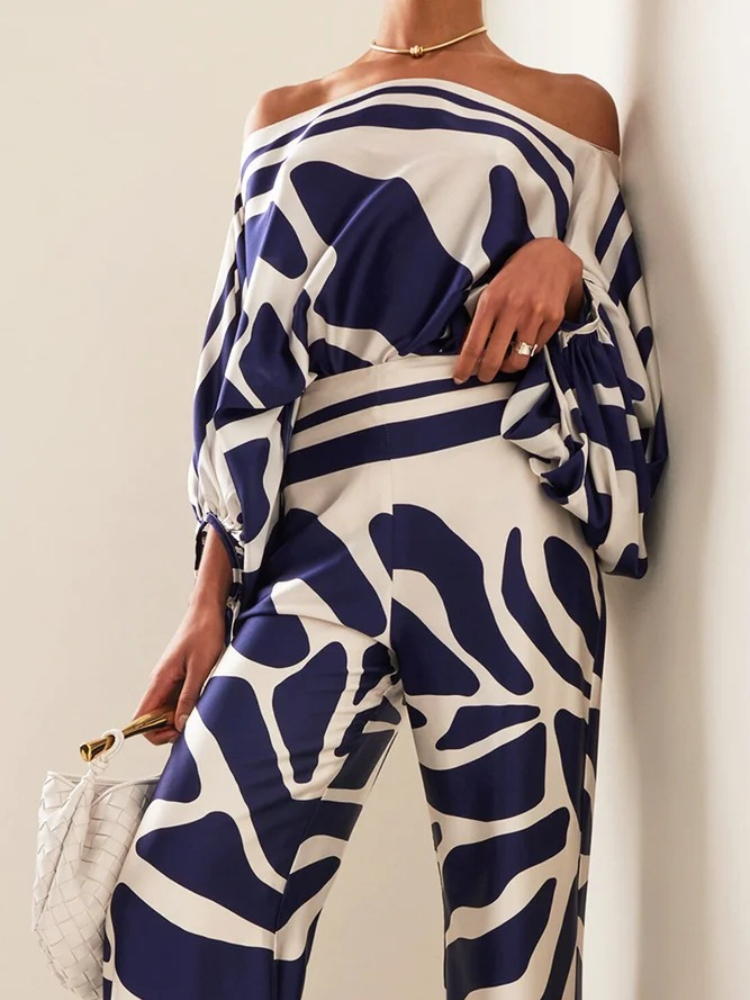 Women's Printed Satin 2-piece  - مراجعة Blouse Off Shoulder وسعره