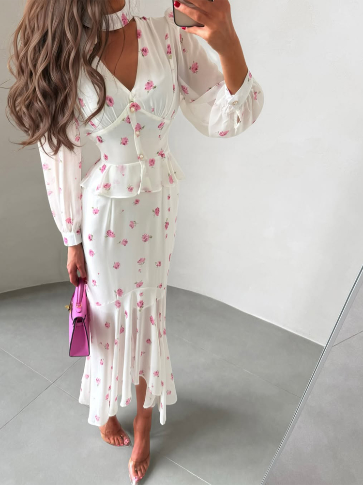 Women White Pink Floral Choker - مراجعة Midi Skirt Floral وسعره