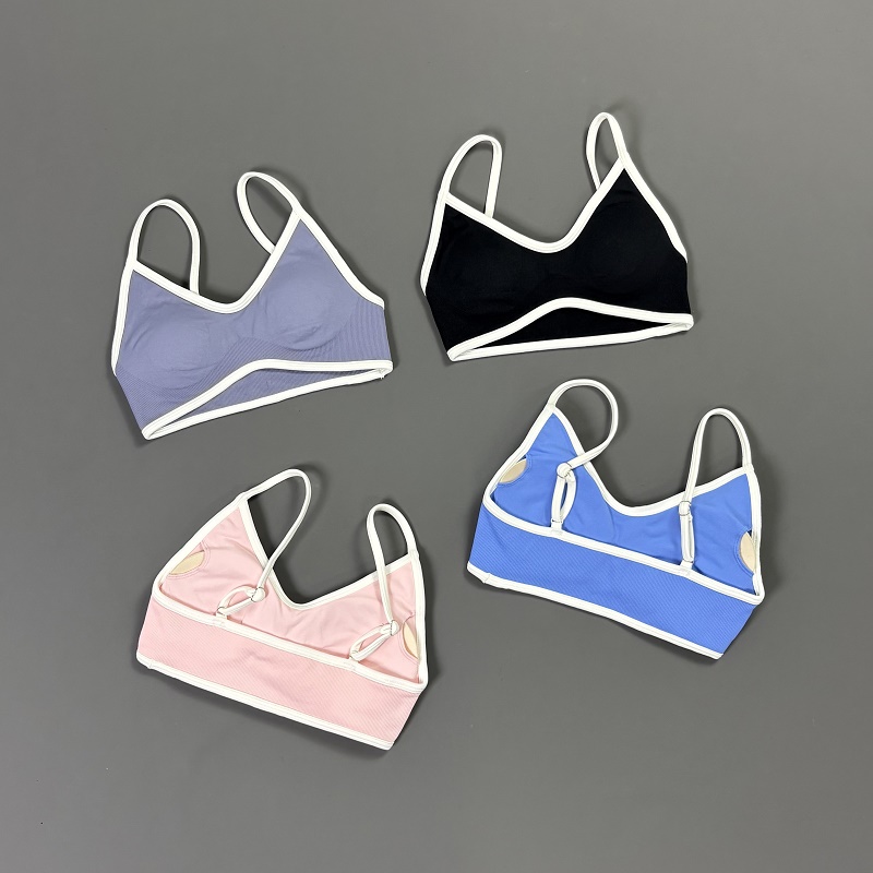 Women Contrastline Yoga Bra V  - مراجعة Crop Top Crochet وسعره
