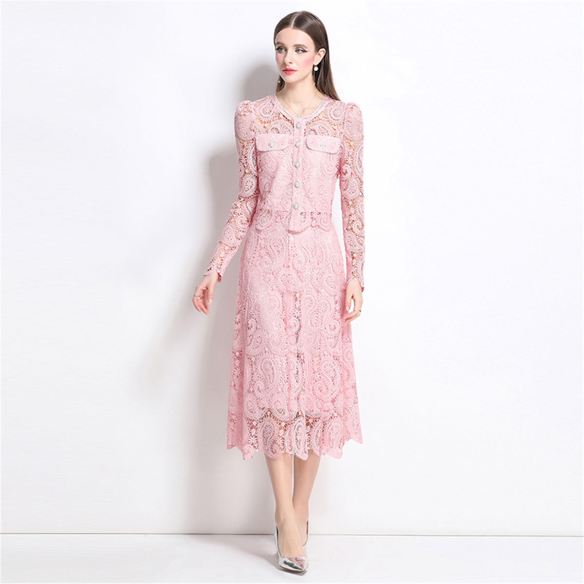 Spring Sweet Lace Flower Embro - مراجعة Midi Skirt Floral وسعره