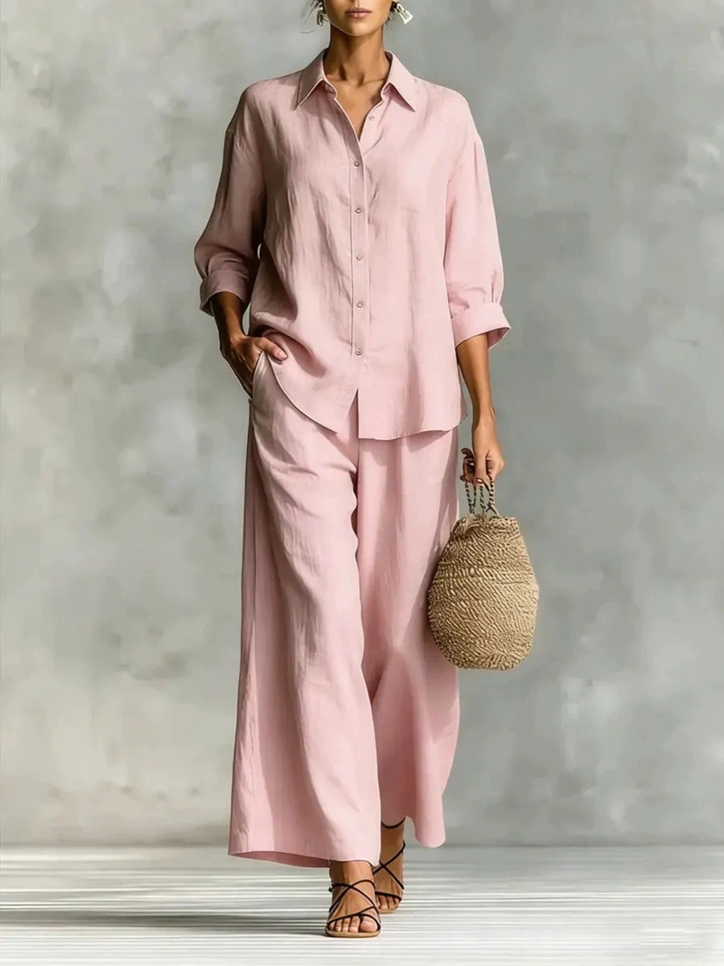 Women's New 7-Sleeve Shirt & W - مراجعة Linen Pant Wide وسعره