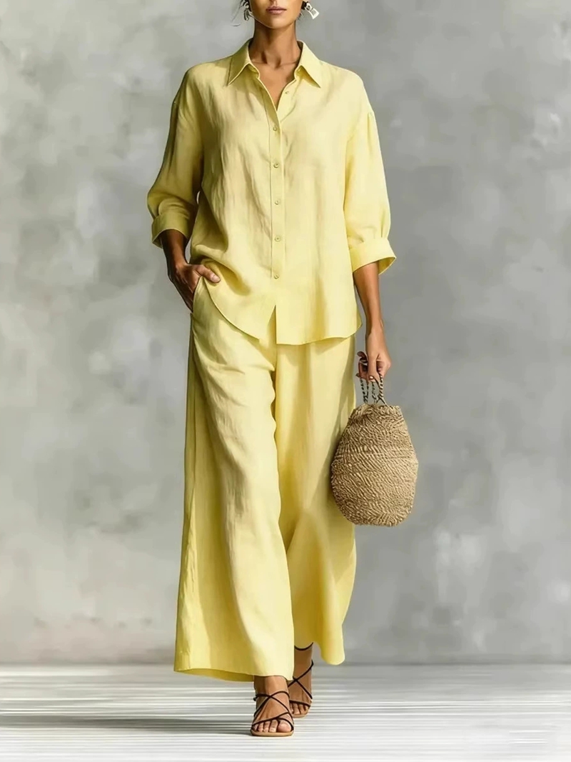 Women's New 7-Sleeve Shirt & W - مراجعة Linen Pant Wide وسعره