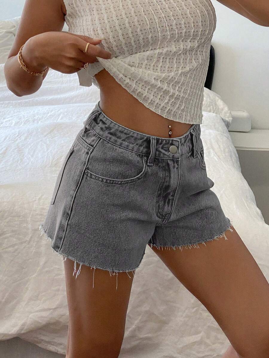 Women Casual Vintage Wash Deni - مراجعة Shorts Denim Frayed وسعره