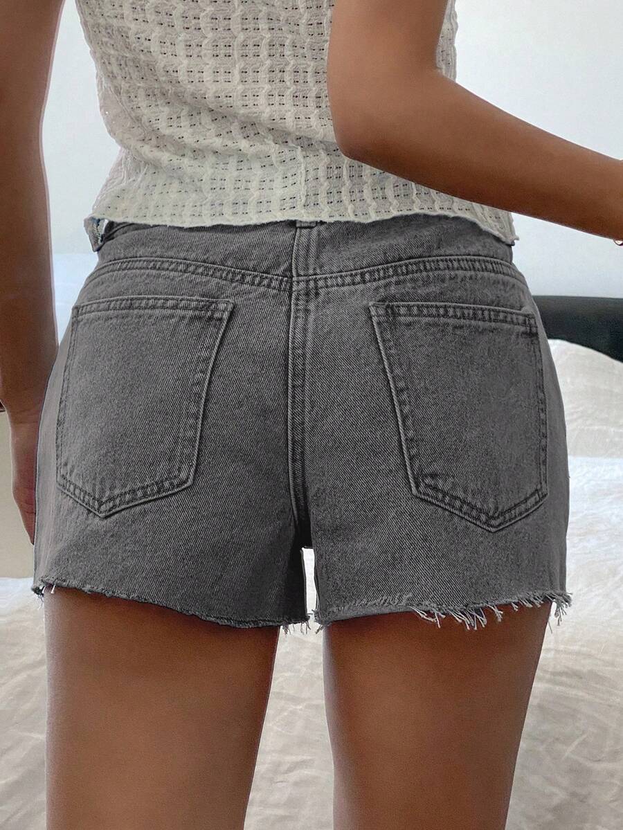 Women Casual Vintage Wash Deni - مراجعة Shorts Denim Frayed وسعره