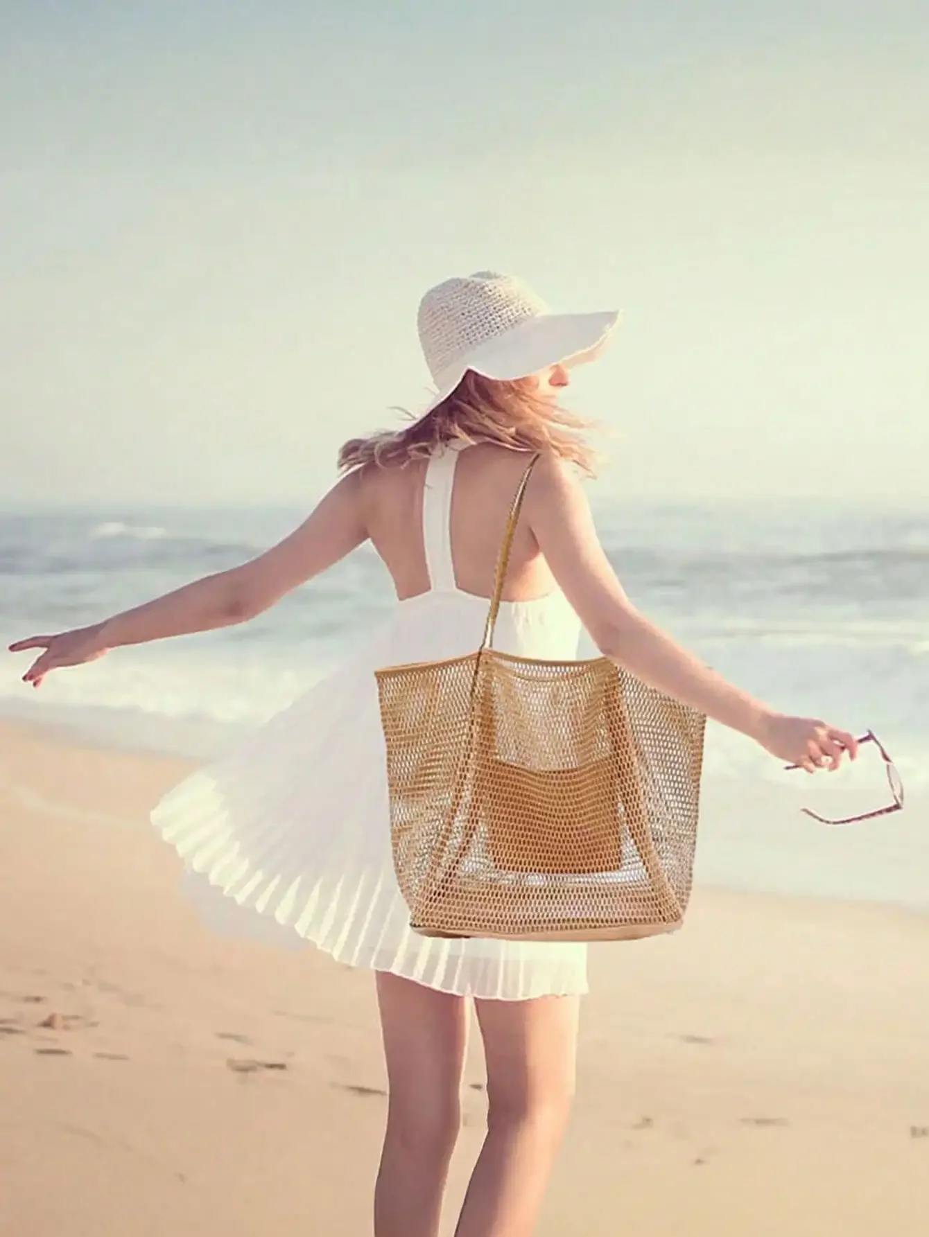 1pc Mesh Beach Tote Bag, Outdo - مراجعة Tote Bag Beach وسعره