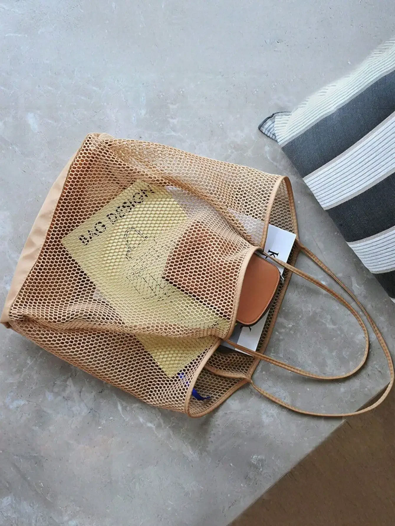 1pc Mesh Beach Tote Bag, Outdo - مراجعة Tote Bag Beach وسعره