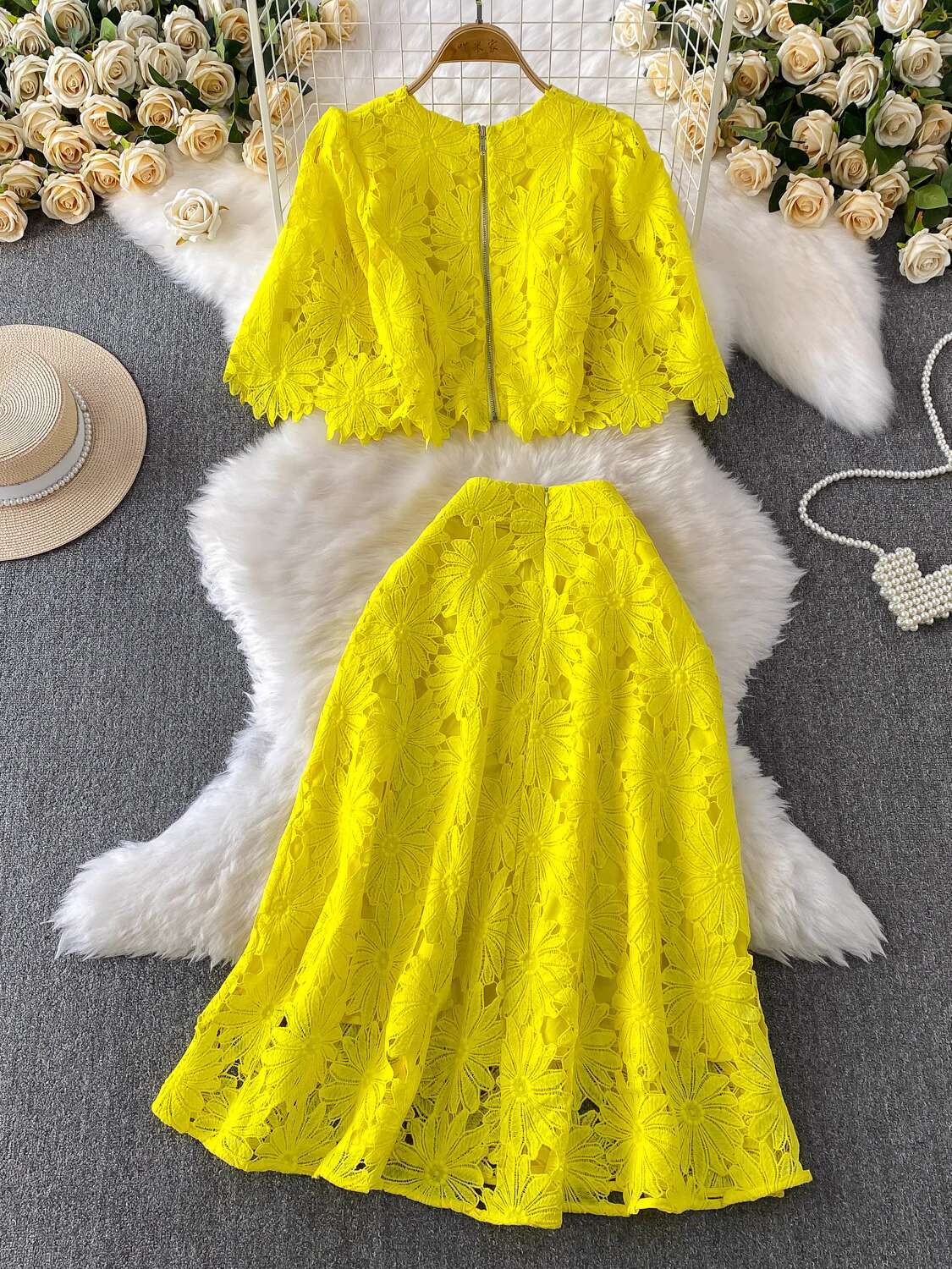Elegant 2 Piece Set Women Summ - مراجعة Crop Top Crochet وسعره
