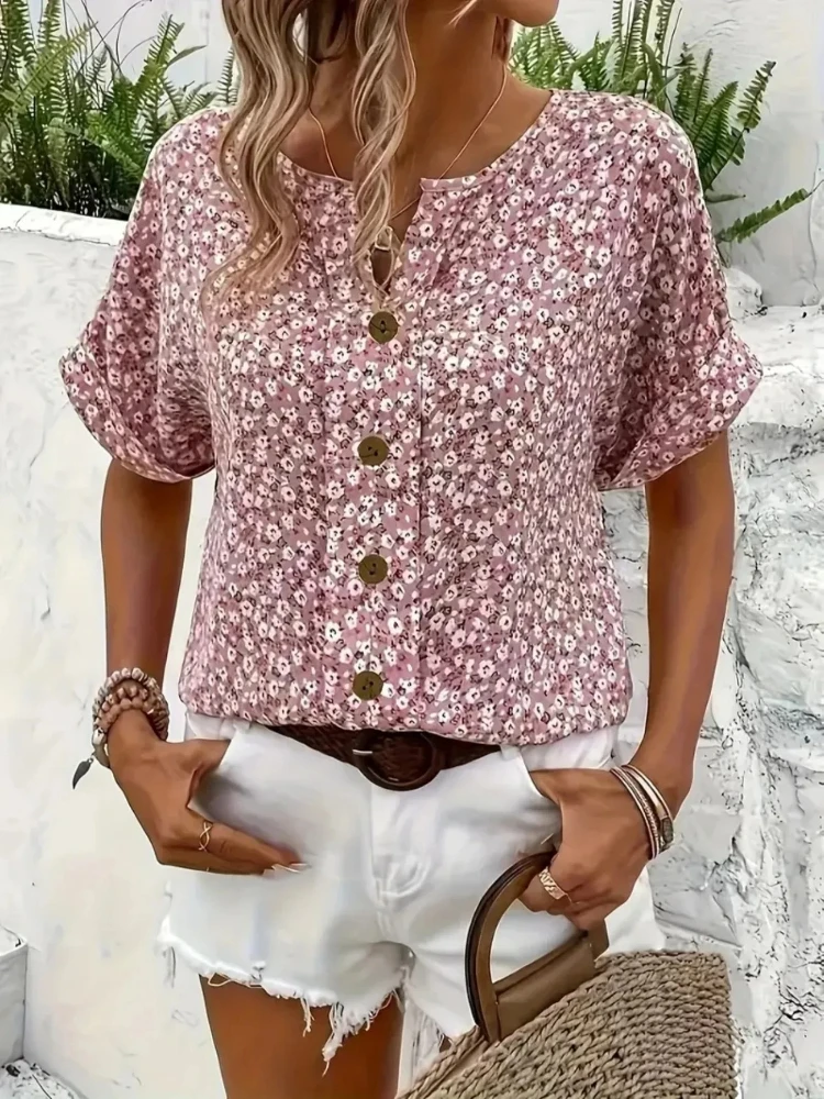 Plus Size Women's Shirts 2025  - مراجعة Romper Floral Print وسعره