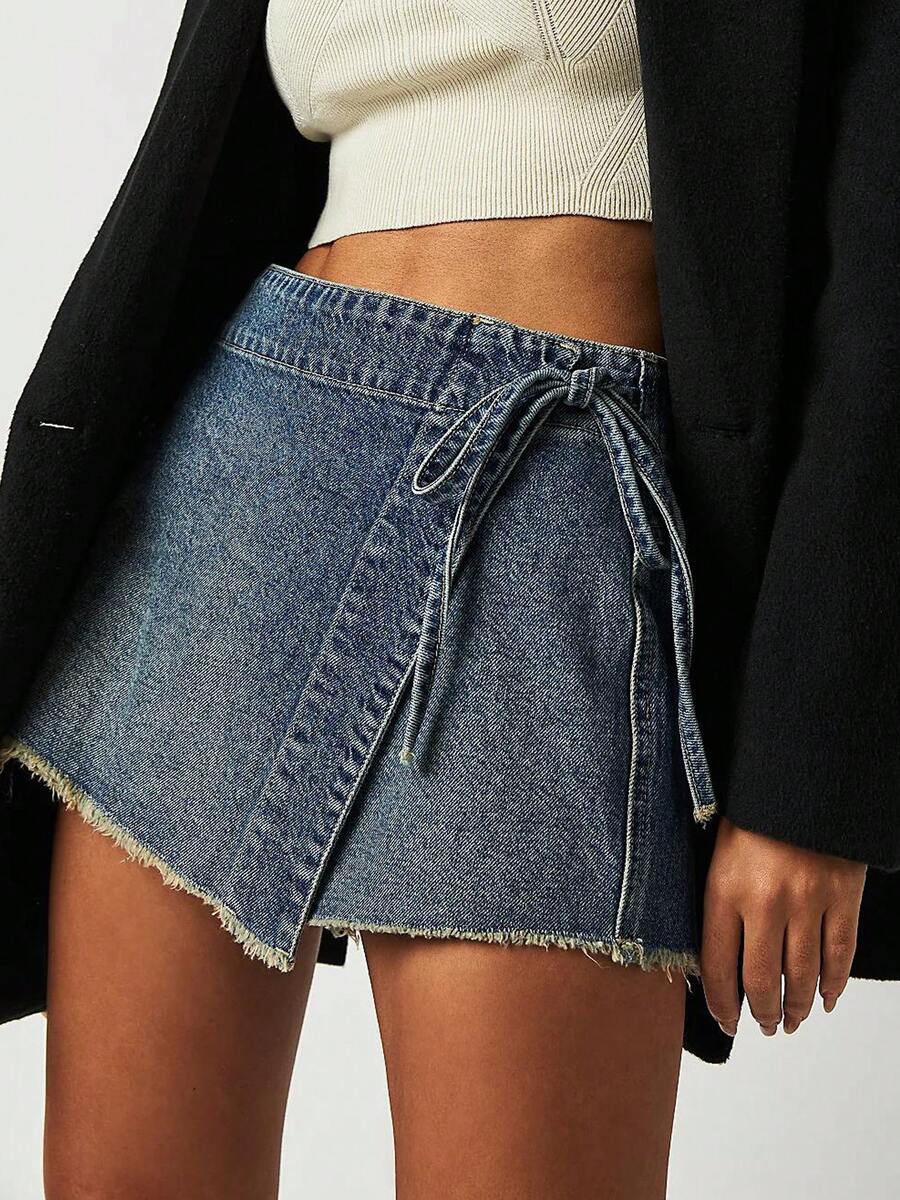 Women Denim Mini Skirt High Wa - مراجعة Shorts Denim Frayed وسعره