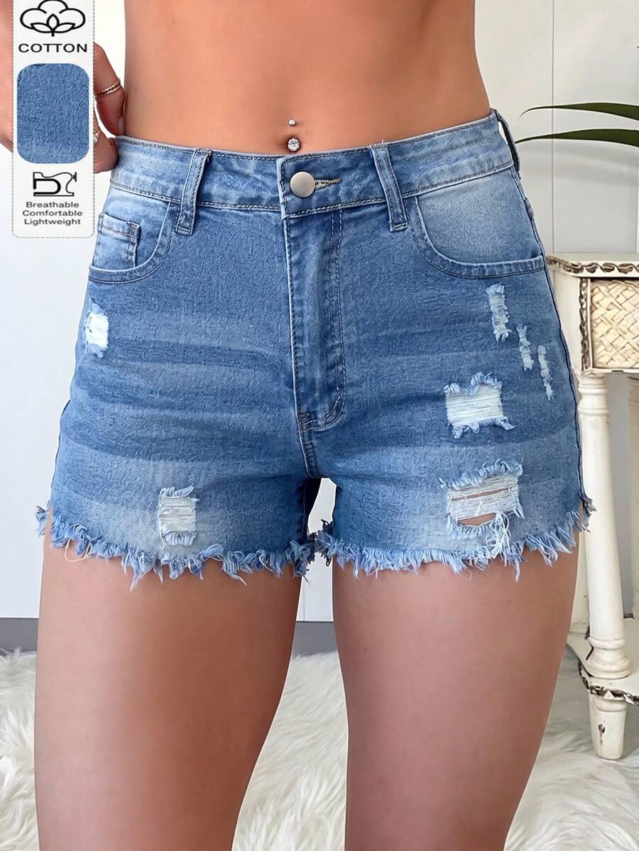 Womens Casual Distressed Denim - مراجعة Shorts Denim Frayed وسعره