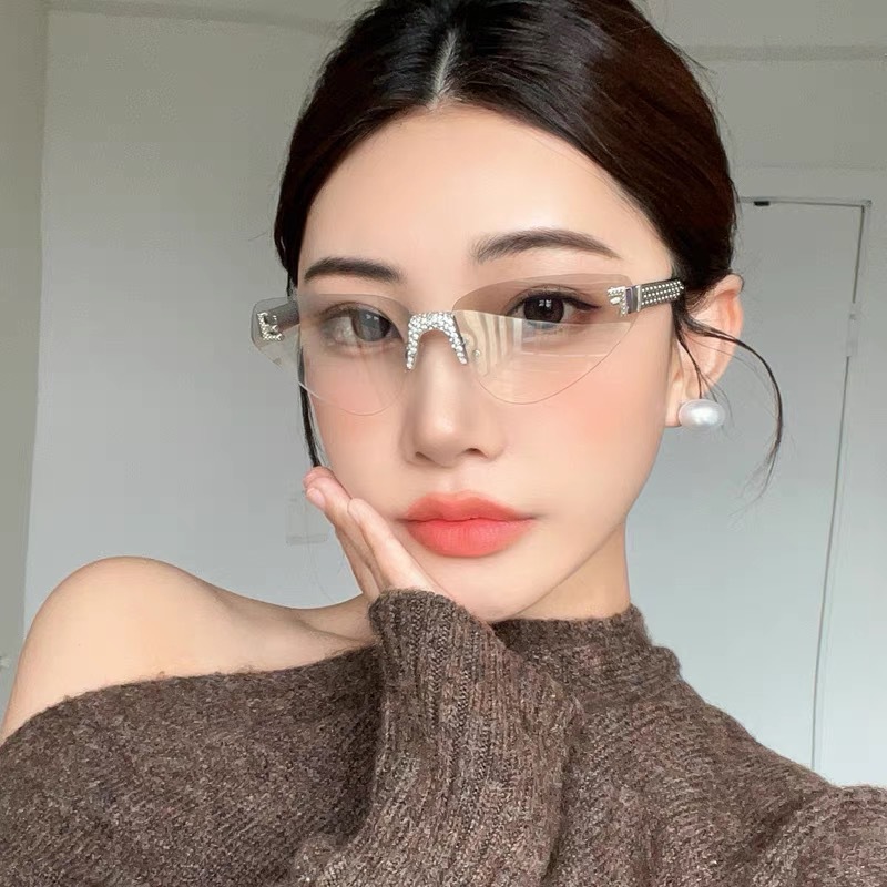 Women's Sexy Cat Eye Rimless R - مراجعة Sunglasses Cat Eye وسعره