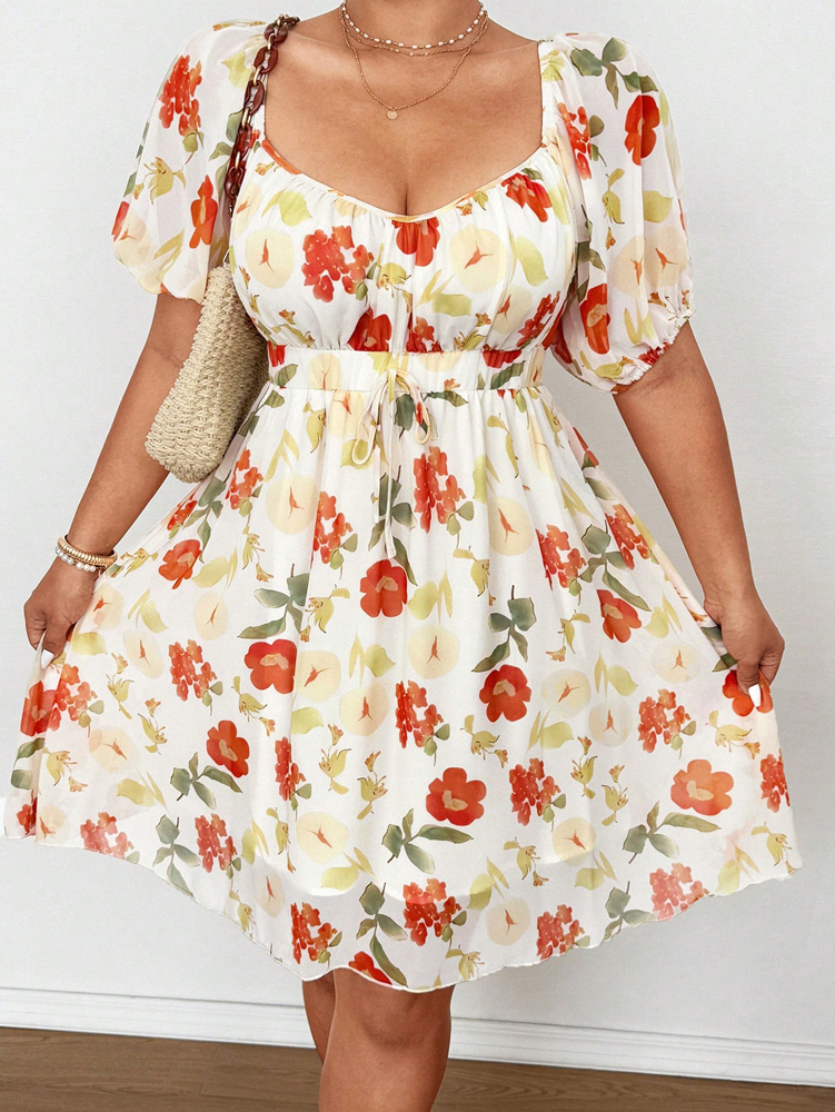 Plus Size Floral Print Square  - مراجعة Romper Floral Print وسعره