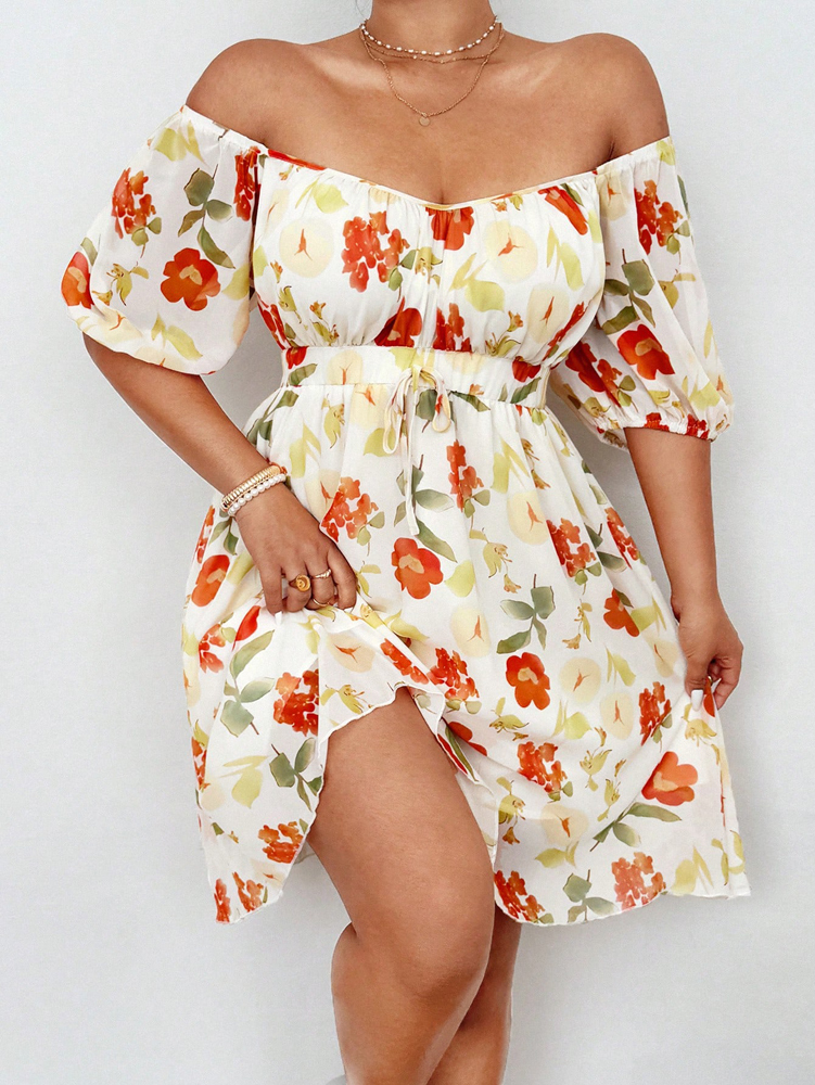 Plus Size Floral Print Square  - مراجعة Romper Floral Print وسعره