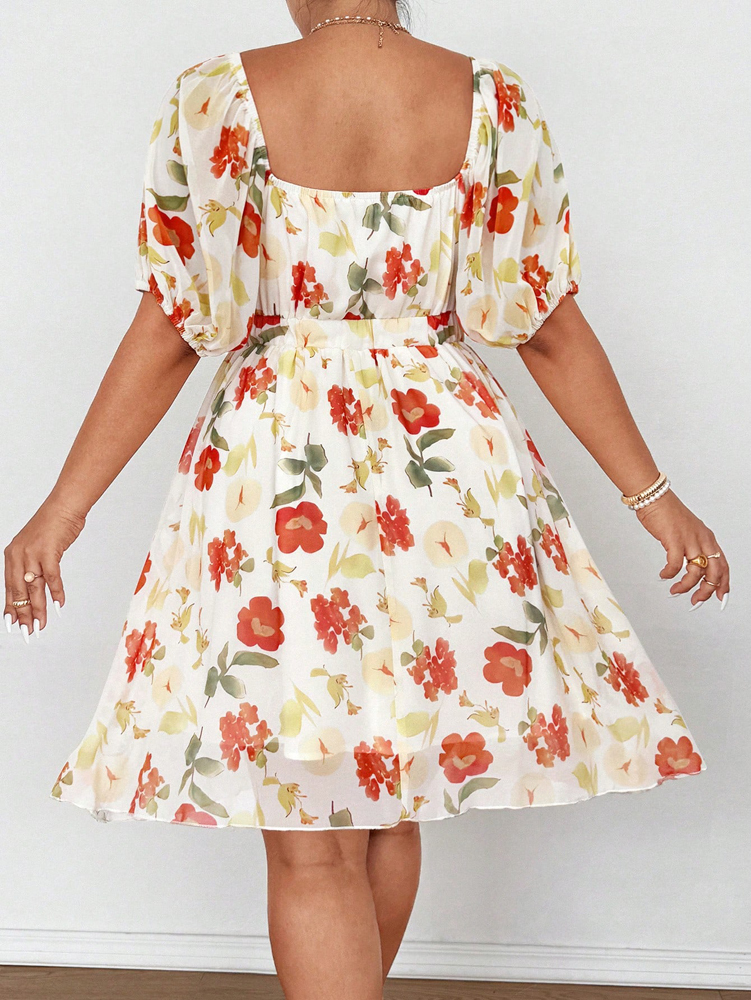 Plus Size Floral Print Square  - مراجعة Romper Floral Print وسعره