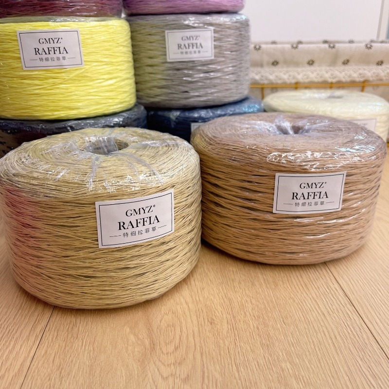 250g/pcs Thin Flat Raffia Yarn - مراجعة Crochet Bag Raffia وسعره