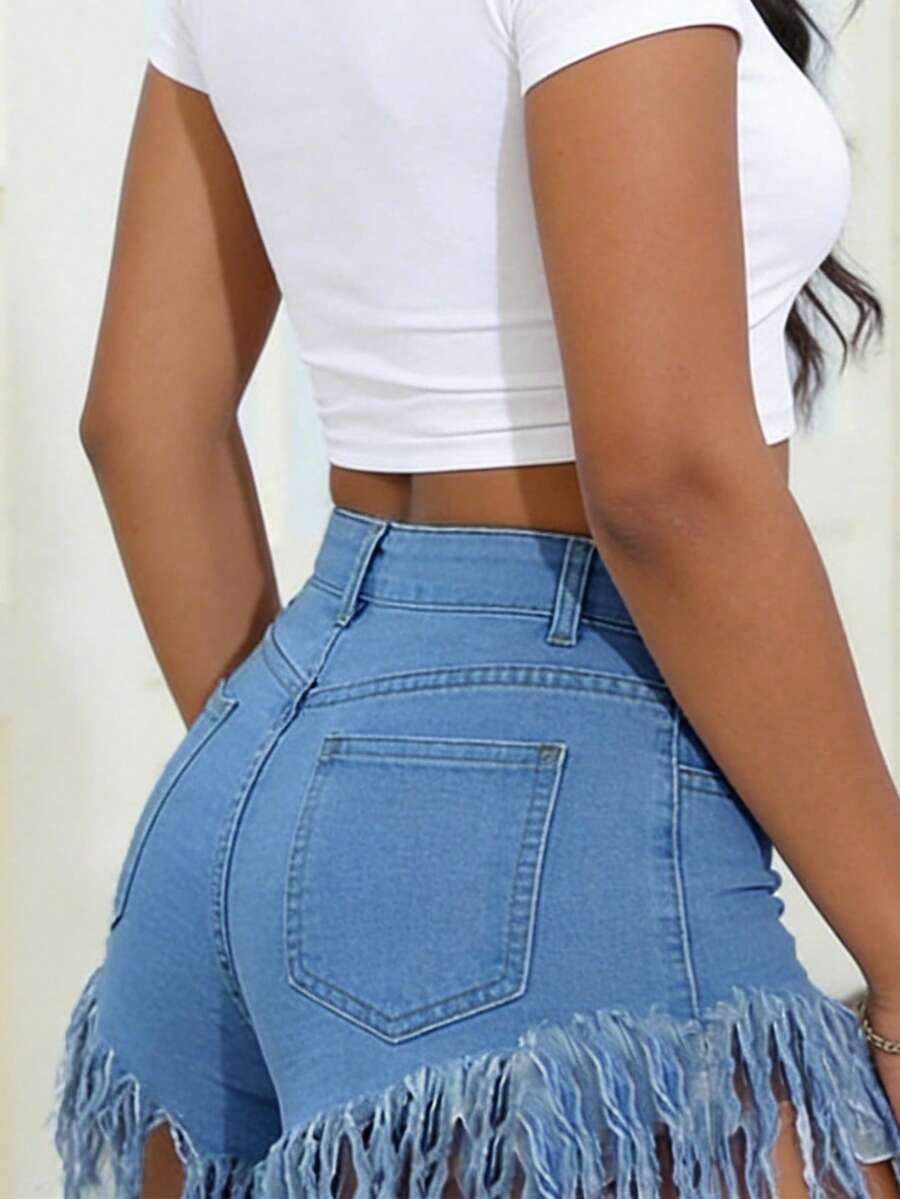Distressed Frayed Hem Denim Sh - مراجعة Shorts Denim Frayed وسعره