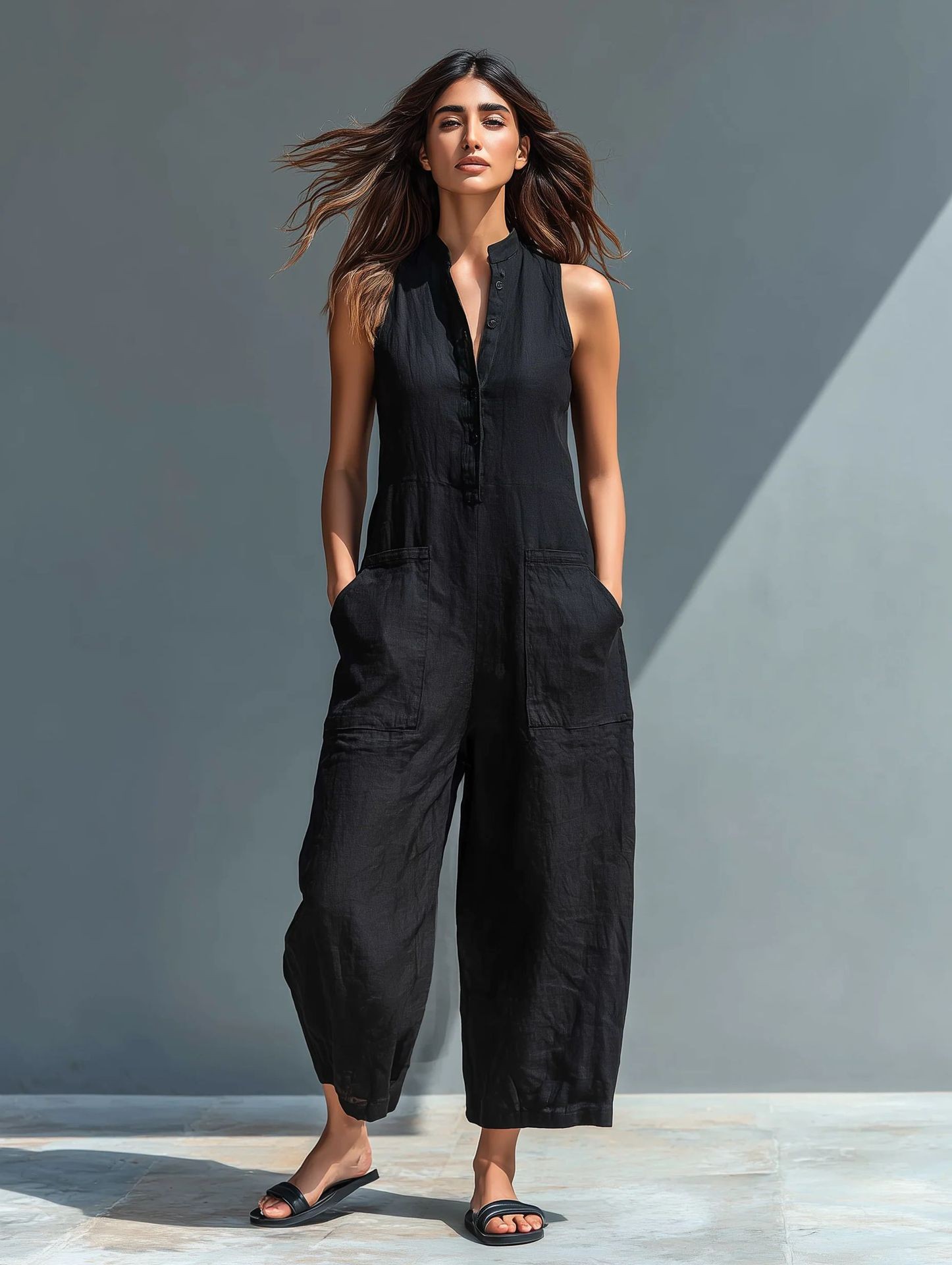 Summer Women's Clothing Sleeve - مراجعة Jumpsuit Linen Relaxed وسعره