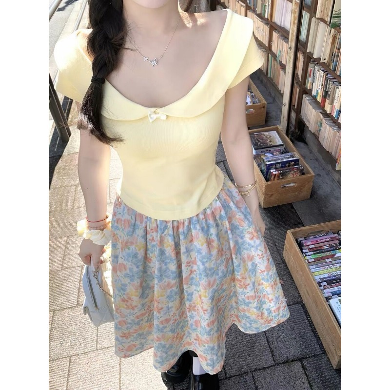 Women 2 Piece Set Bow Top And  - مراجعة Midi Skirt Floral وسعره