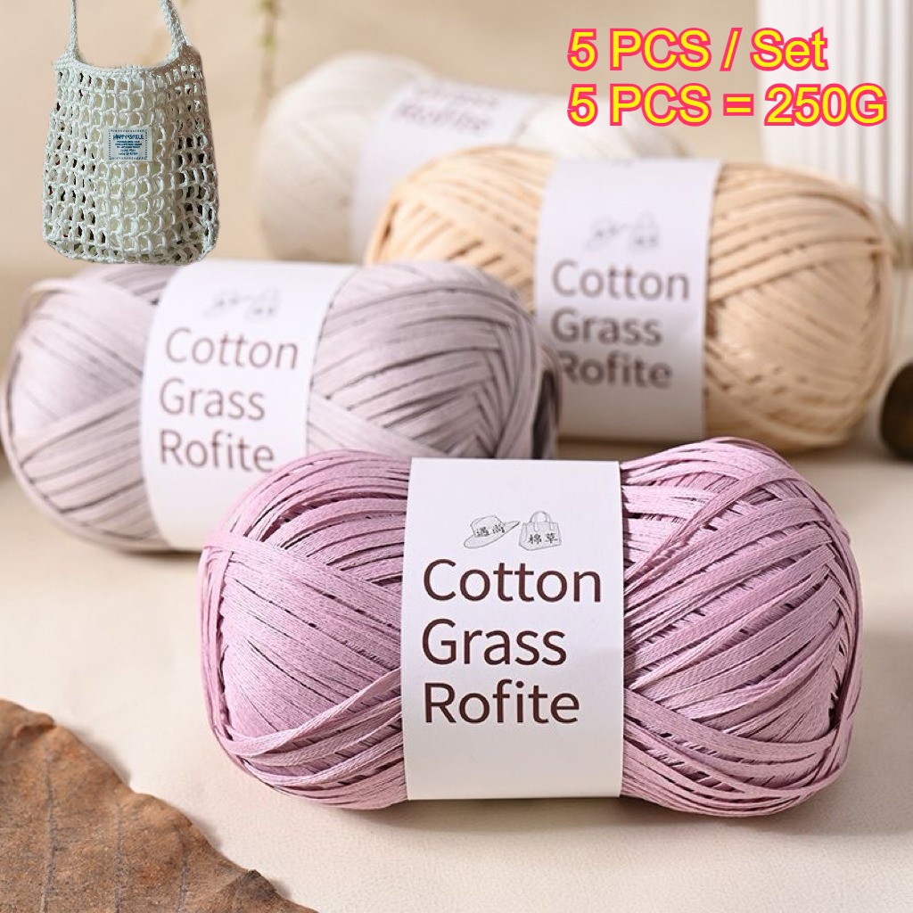 5PCS 250g Raffia Paper Rope Kn - مراجعة Crochet Bag Raffia وسعره